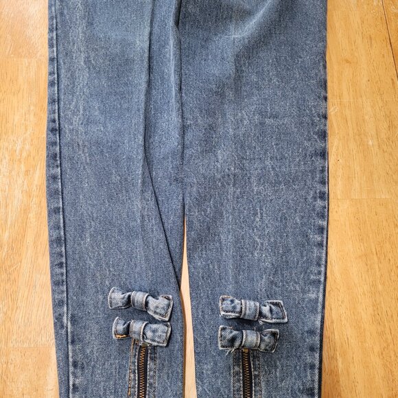 Vintage Women's Jordache 7/8 Blue Jeans High Waist Skinny Zip Ankle & Double Bow - Picture 8 of 8